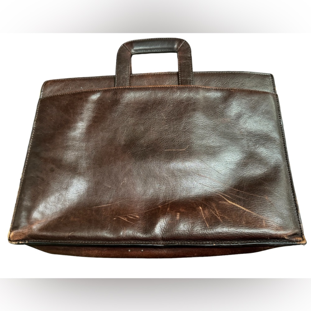 WORN Aged Brown High End WILSONS Leather Briefcase Lawyer Bag Pelle Studio